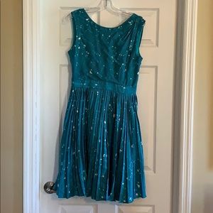 Kate Spade sleeveless turquoise silk dress V-back